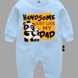 The Peppy Tend Full Sleeves Handsome Just Like My Dad Text Printed Cotton  Romper - Blue-picture-46