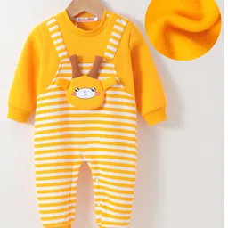 Kookie Kids Full Sleeves Romper With Stripes & Reindeer Applique - Yellow-picture-26