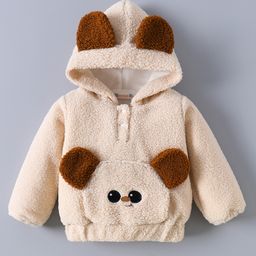 Kookie Kids Full Sleeves Hooded Sweatshirt With Koala Design & 3D Applique - Beige-image-22