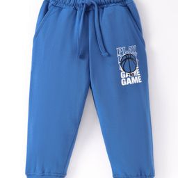 Taeko Looper Knit Full Length Lounge Pant with Basketball Theme Print - Blue-image-24