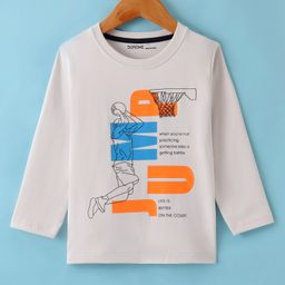 Doreme Single Jersey Knit Full Sleeves T-Shirt Basketball Print - Off White-image-77