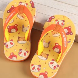 Cute Walk by Babyhug Slip On Flip Flops with Animal Print - Yellow-picture-15