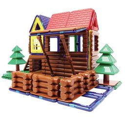 Eduspark Mag Formers Magnetic loghouse Log Cabin 59 Piece Set - Multicolor-image-62