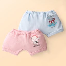 CUCUMBER Cotton Shorts with Animal Print Pack of 2 - Light Blue & Pink-image-56