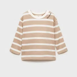 Mango Kids Infant Boys Pure Cotton Striped Drop-Shoulder Sleeves T-shirt-image-45