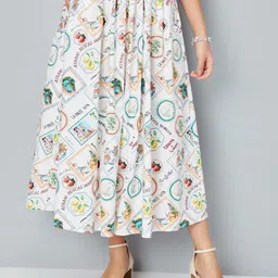 max Women Printed Pure Cotton A-Line Midi Skirt-image-44