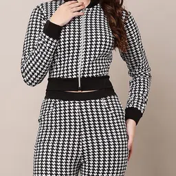 Mast & Harbour Printed Shirt-Neck Cropped Top With Trouser Co-Ords-image-66