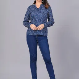 Bunai Dhaga Women Floral Printed Mandarin Collar Top-image-17