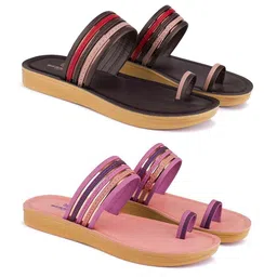 BERSACHE Women Pack Of 2 One Toe Flats-image-57
