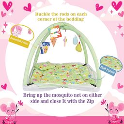 Kwitchy New Born Baby Bedding Combo Mattress with Mosquito Net & Sleeping Bag for 0-6 Months Infants Green image 5