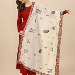 Dupatta Bazaar Ethnic Motifs Embroidered Thread Work Pure Cotton Dupatta-picture-25