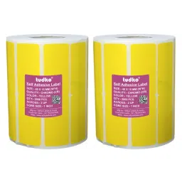 Tudko 40x15 mm 80 GSM 2 UP Self Adhesive Paper Label Yellow (Pack of 2 Pcs)-image-57