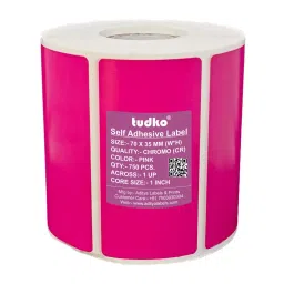 Tudko 70x35 mm 80 GSM 1 UP Self Adhesive Paper Label Pink-image-27