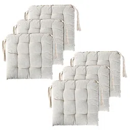 Kuber Industries Cream-Coloured 6 Pieces Cotton Comfort Chair Pads-96