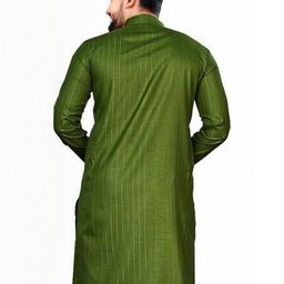 Krudha Men Solid Straight Kurta (Green)-image-43
