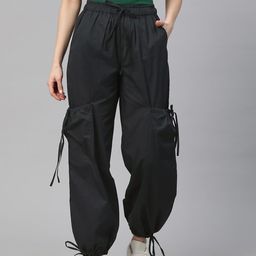 Popnetic Loose Fit High-Rise Pure Cotton Parachute Cargos Trousers-image-74