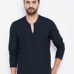 even Men Blue Geometric Thread Work Kurta-image-49