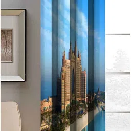 Aura Blue & Beige Abstract Printed Door Curtain-19