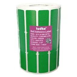 Tudko 30x20 mm 80 GSM 3 UP Self Adhesive Paper Label Green-45