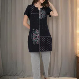 Duchess Printed Longline Cotton Night suit-image-92