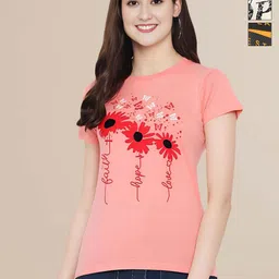 Mast & Harbour Women Pack of 3 Floral Printed Round Neck Cotton T-shirts-picture-43