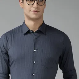Van Heusen Men Grey Slim Fit Micro Checked Formal Shirt-image-96