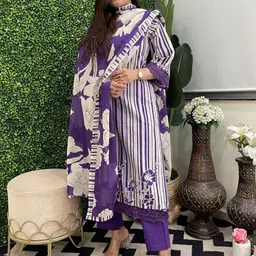 KALINI Women Printed Regular Kurta with Palazzos & With Dupatta image 2