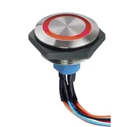 APEM ILLUM PB SW, SPDT, 1A, 30VDC, WIRE LEAD, AV5612F102074BK-42
