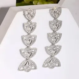 Voylla American Diamond Rhodium-Plated Brass Contemporary Drop Earrings-picture-17