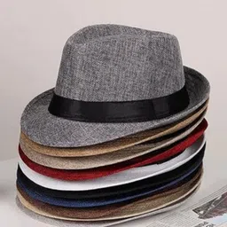 Infispace Men Red Self Design Fedora Hat-59