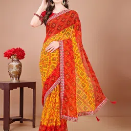 Mitera Bandhani Sequinned Poly Georgette Bandhani Saree-picture-52
