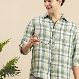 Mast & Harbour Pure Cotton Checked Drop-Shoulder Sleeves Relaxed Fit Casual Shirt-image-26