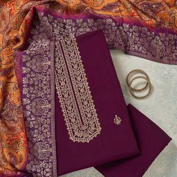Koskii Floral Embroidered Sequinned Unstitched Dress Material-image-93