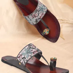 Anouk Women Woven Design Ethnic Embellished One Toe Flats-24