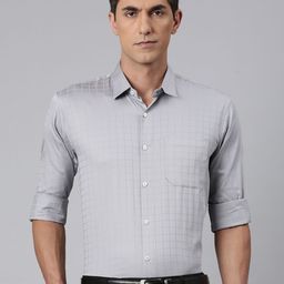 Majestic Man Comfort Slim Fit Windowpane Checked Formal Shirt-image-65