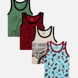 Bodycare Boys Pack Of 4 Assorted Pure Cotton Innerwear Vests KIA2530-PK004_P4-21