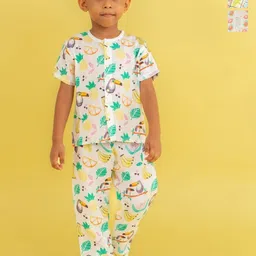A Toddler Thing Unisex Kids Pack Of 3 Toucan Punch - Half Sleeve Muslin Sleepsuit-image-20