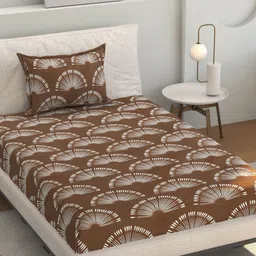 Florida Brown & White Floral 160 TC Single Bedsheet Set 275 cm X 228 cm-image-24