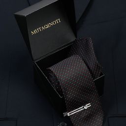 LOUIS STITCH Men Polka Dotted Italian Silk Necktie Accessory Gift Set-7