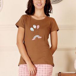 Bodycare Women Cotton Printed T shirt & Shorts Night suit-picture-4