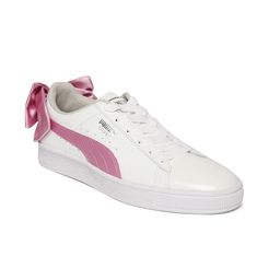 Puma Girls White Basket Bow Patent Junior Sneakers-image-64