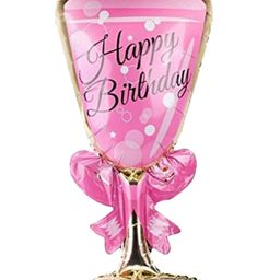 Shopperskart Glass Shape Happy Birthday Foil Balloon - Pink-image-13