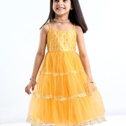 Babyhug Woven Sleeveless Net Embroidered Ethnic Dress - Orange-picture-2