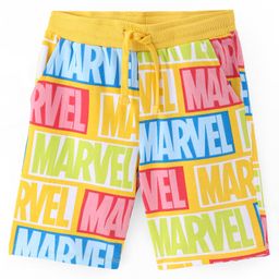Pine Kids Marvel Terry Knit Shorts with Text Print - Yellow-image-38
