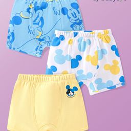 Babyoye Disney Interlock Knit Trunks with Mickey Mouse Graphics Pack of 3 - Blue Yellow & White-image-89