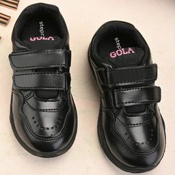 Steprite Perforated Velcro Closure School Shoes - Black-image-34