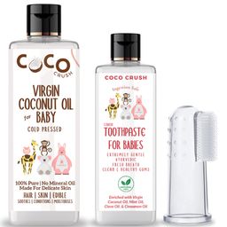 Coco Crush Combo of Virgin Coconut Oil for Babies, 200ml and Ayurvedic Kids Liquid Toothpaste, 100ml & Toothbrush, 1pc-32