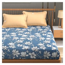 Florida Cotton King Size Bedsheet with 2 Pillow Covers for Double Bed, Soft Sheet, Size-240 X 270 Cm-24
