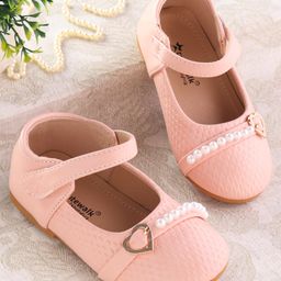 Cute Walk by Babyhug Velcro Closure Ballerina with Pearls & Heart Applique - Pink-image-40