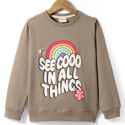 Lazy Bones Looper Knit Full Sleeves T-Shirt With Text Print - Tan-image-53